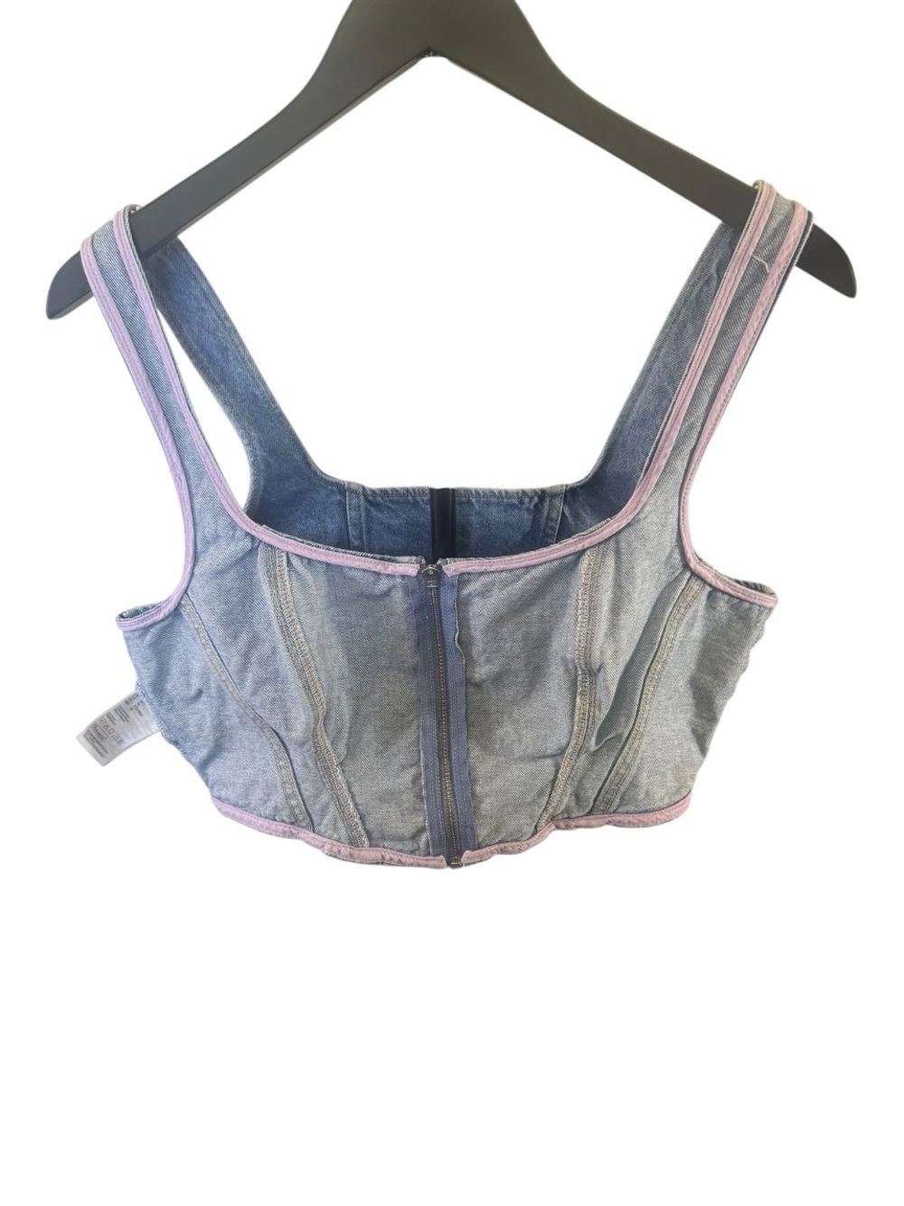 Lee x H&M Blue Denim Bustier Crop Tank Top Zip Up Corset | Size Medium - Picture 8 of 8